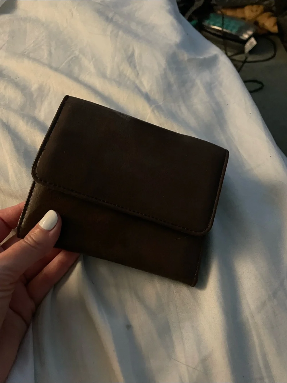 Vintage 90s unused Brown Compact Coin Purse and wallet